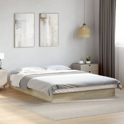 Estructura de cama sin colchón madera roble Sonoma 140x200 cm