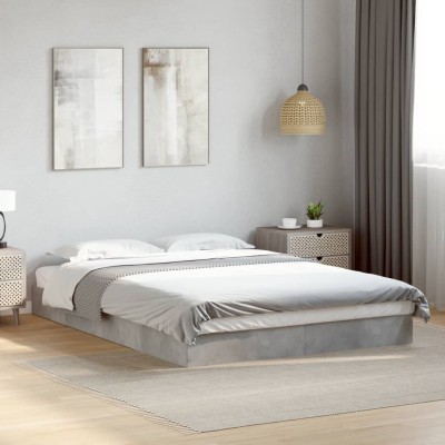 Estructura de cama madera de ingeniería gris hormigón 140x200cm