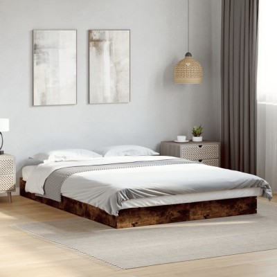 Estructura de cama sin colchón madera roble ahumado 140x200 cm