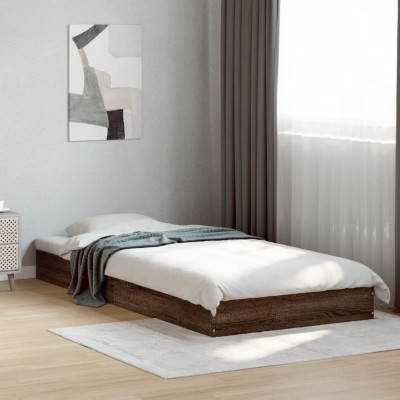 Estructura de cama sin colchón madera marrón roble 75x190 cm