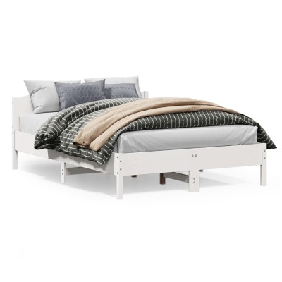 Estructura de cama sin colchón madera de pino blanca 120x200 cm