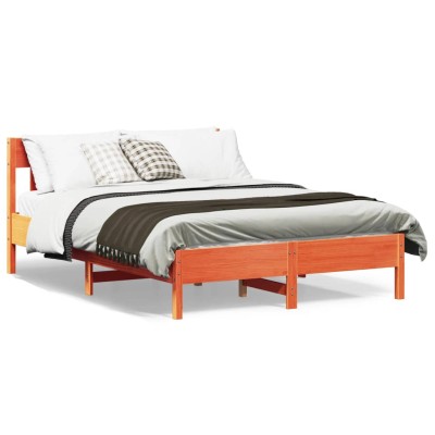 Estructura de cama sin colchón madera maciza marrón 135x190 cm