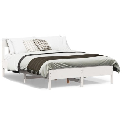 Estructura de cama sin colchón madera maciza blanca 120x190 cm