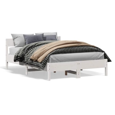 Estructura de cama sin colchón madera de pino blanca 150x200 cm