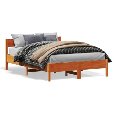 Estructura de cama sin colchón madera maciza marrón 135x190 cm