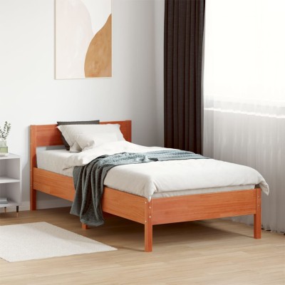 Estructura de cama sin colchón madera maciza marrón 90x190 cm