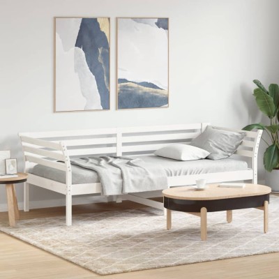 Diván sin colchón blanco 100x200 cm madera maciza de pino