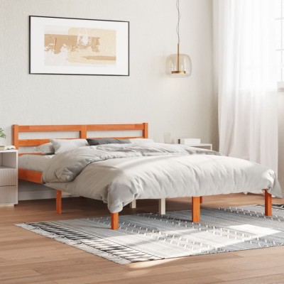 Estructura de cama sin colchón madera maciza marrón 120x190 cm