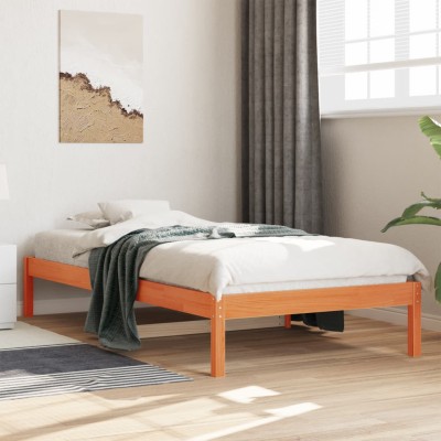 Sofá cama sin colchón madera maciza pino marrón cera 90x200 cm