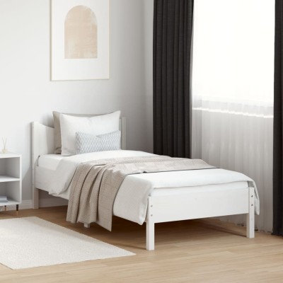 Estructura de cama sin colchón madera maciza blanca 75x190 cm