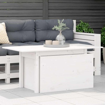 Mesa de jardín madera maciza de pino blanca 100x50x75 cm