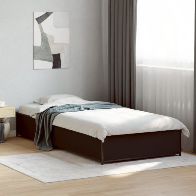 Estructura de cama madera de ingeniería y metal negra 75x190 cm