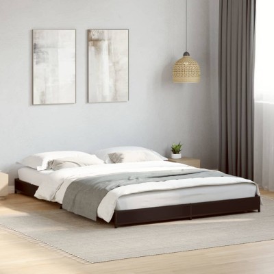Estructura de cama madera de ingeniería y metal negro 135x190cm