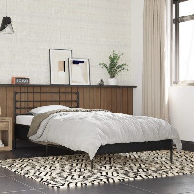 Estructura de cama madera de ingeniería y metal negro 90x200 cm