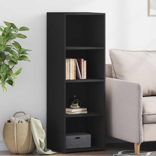 Aparador alto madera de ingeniería negro 40x41x124 cm