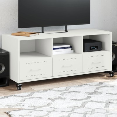 Mueble de TV acero blanco 100,5x39x43,5 cm