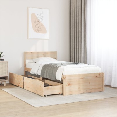 Estructura de cama sin colchón madera maciza de pino 90x200 cm