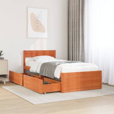 Estructura de cama sin colchón madera maciza marrón 90x190 cm