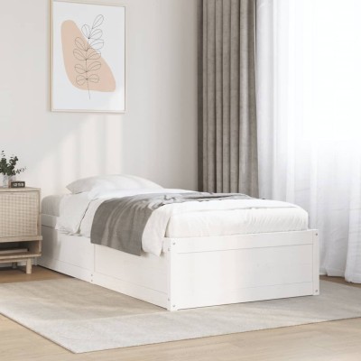 Estructura de cama sin colchón madera maciza blanca 90x190 cm