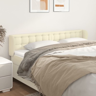 Cabecero de cuero sintético color crema 163x23x78/88 cm