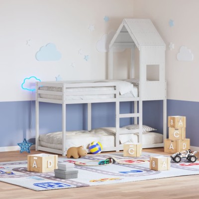 Techo de cama infantil madera maciza pino blanco 55x99x139,5 cm