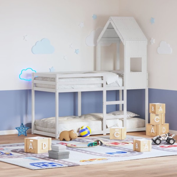 Techo de cama infantil madera maciza pino blanco 55x99x139,5 cm