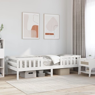Estructura de cama sin colchón madera maciza blanca 90x190 cm