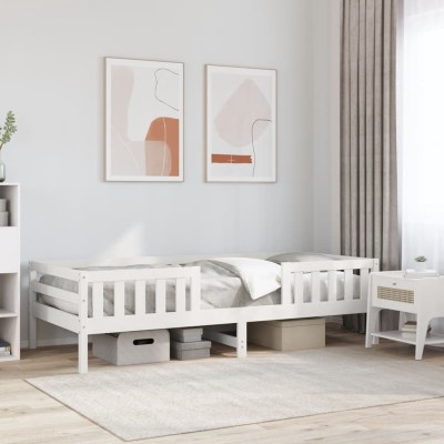 Estructura de cama sin colchón madera maciza blanca 75x190 cm