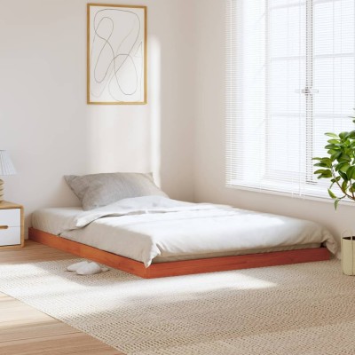 Estructura de cama sin colchón madera maciza marrón 135x190 cm