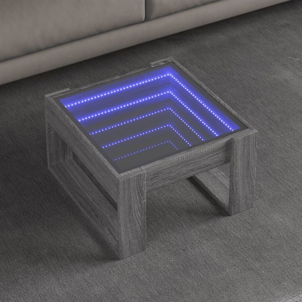 Mesa de centro con Infinity LED gris Sonoma 50x53x30 cm