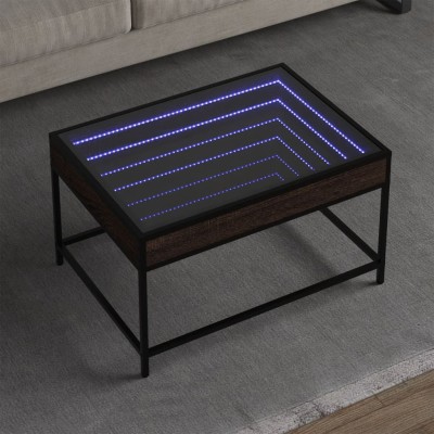Mesa de centro con Infinity LED marrón roble 70x50x41 cm