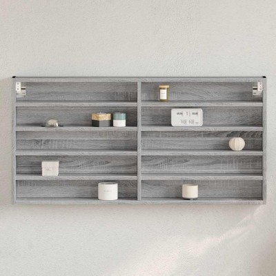 Vitrina de madera de ingeniería gris Sonoma 100x8,5x50 cm