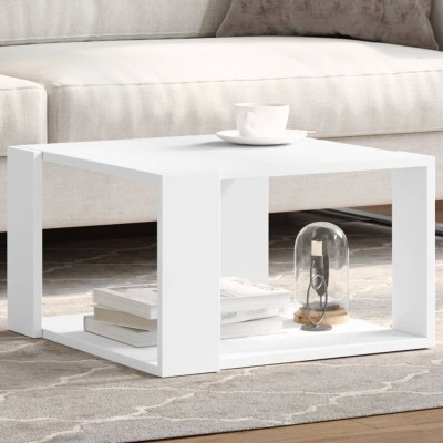 Mesa de centro madera de ingeniería blanca 51,5x51,5x30 cm