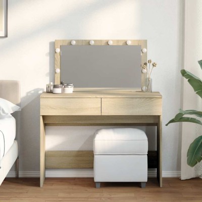 Tocador con luces LED color roble Sonoma 100x40x120 cm