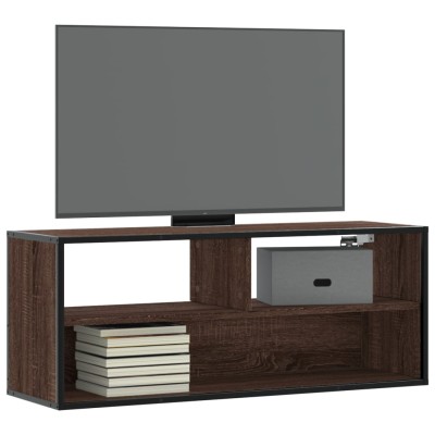 Mueble TV madera ingeniería y metal marrón roble 100x31x39,5 cm