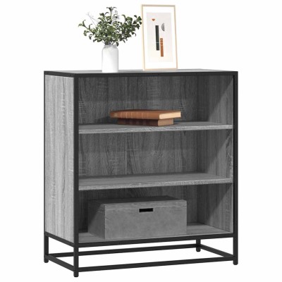 Aparador madera ingeniería y metal gris Sonoma 68x35x76 cm