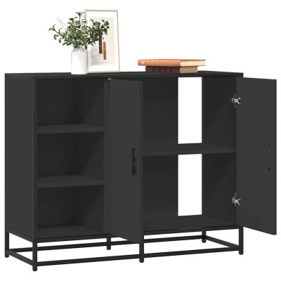 Aparador de madera de ingeniería negro 92x35x76 cm
