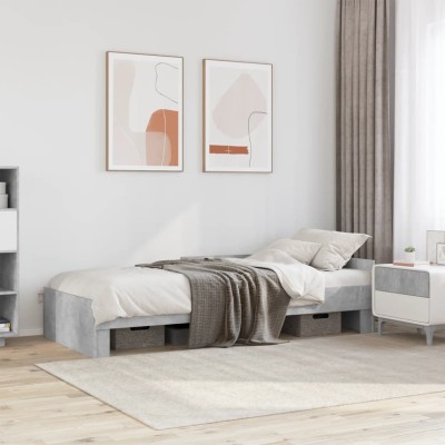 Estructura de cama madera de ingeniería gris hormigón 75x190 cm