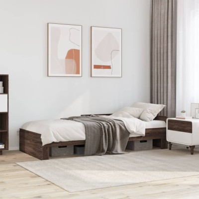 Estructura de cama sin colchón madera marrón roble 75x190 cm