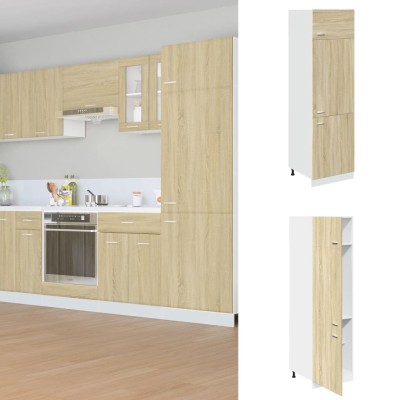 Armario frigorífico "Lyon" de roble Sonoma, 60 x 57 x 207 cm, madera de ingeniería,