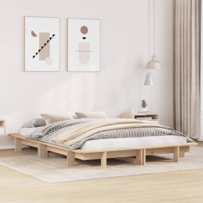Estructura de cama sin colchón madera de pino maciza 120x200 cm
