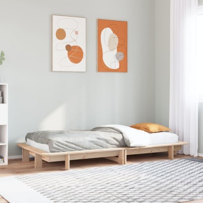 Estructura de cama sin colchón madera maciza de pino 90x190 cm