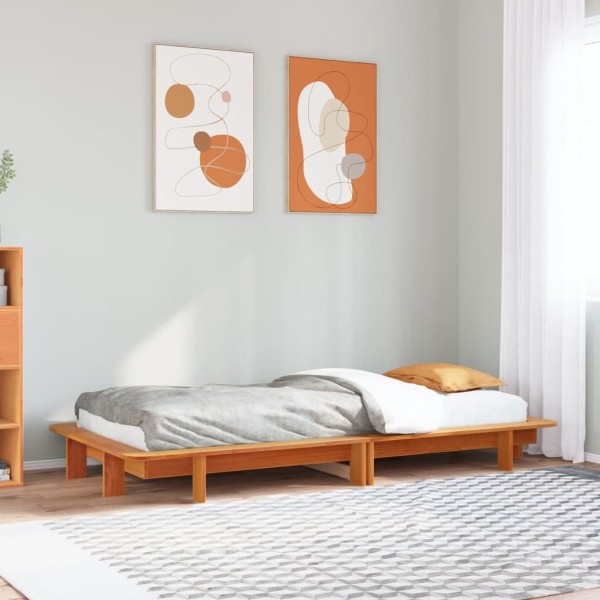 Estructura de cama sin colchón madera maciza marrón 75x190 cm