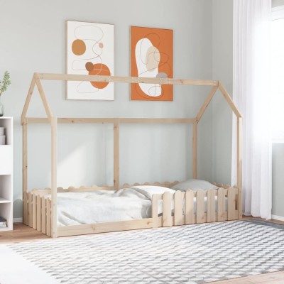 Cama con forma de casa de niños madera maciza de pino 80x200 cm