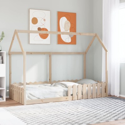 Cama con forma de casa para niños madera maciza pino 90x190 cm