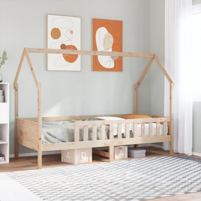 Cama con forma de casa para niños madera maciza pino 90x200 cm