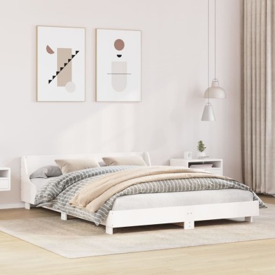 Estructura de cama sin colchón madera de pino blanca 150x200 cm
