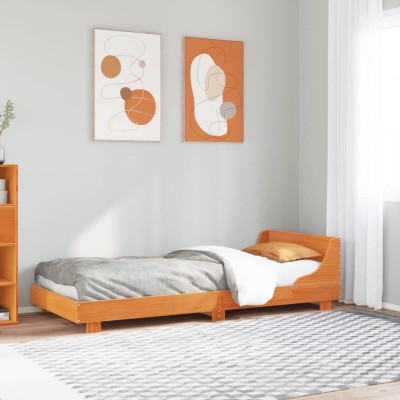 Estructura de cama sin colchón madera de pino marrón 90x200 cm
