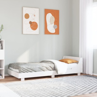 Estructura de cama sin colchón madera maciza blanca 75x190 cm