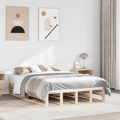 Estructura de cama sin colchón madera maciza de pino 140x190 cm